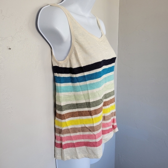 Quiksilver XS/S Tank Top Beige Colorful Stripes Summer Spring Lightweight Guaze - Picture 4 of 8